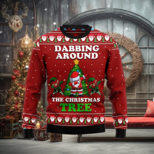 Dabbing Around The Tree Santa Claus And Goblin Ugly Christmas Sweater Gift Men Women