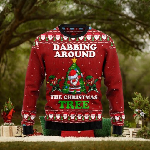 Dabbing Around The Tree Santa Claus And Goblin Ugly Christmas Sweater Gift Men Women