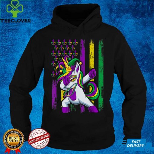 Dabbing Jester Unicorn Flag Mardi Gras Shirt, Kids Girls T Shirt