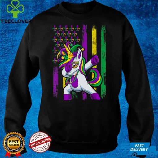 Dabbing Jester Unicorn Flag Mardi Gras Shirt, Kids Girls T Shirt