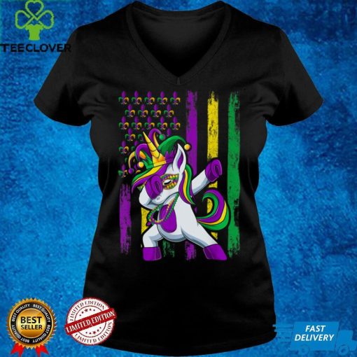 Dabbing Jester Unicorn Flag Mardi Gras Shirt, Kids Girls T Shirt