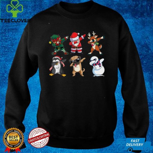 Dabbing Pug Santa Snowman Dog Lover Funny Christmas T Shirt