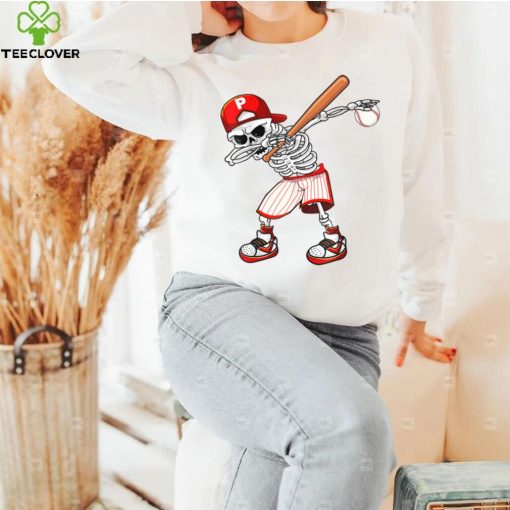 Dabbing Skeleton Baseball Funny Skull Halloween Costume T Shirt