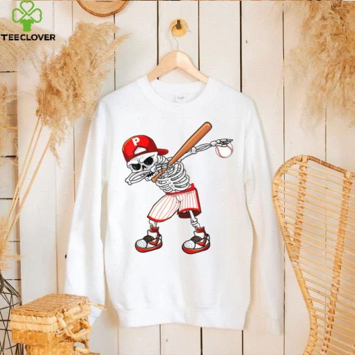 Dabbing Skeleton Baseball Funny Skull Halloween Costume T Shirt