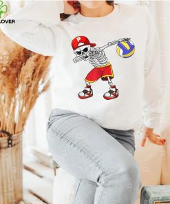 Dabbing Skeleton Volleyball Funny Skull Halloween Costume T Shirt