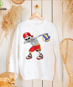 Dabbing Skeleton Volleyball Funny Skull Halloween Costume T Shirt