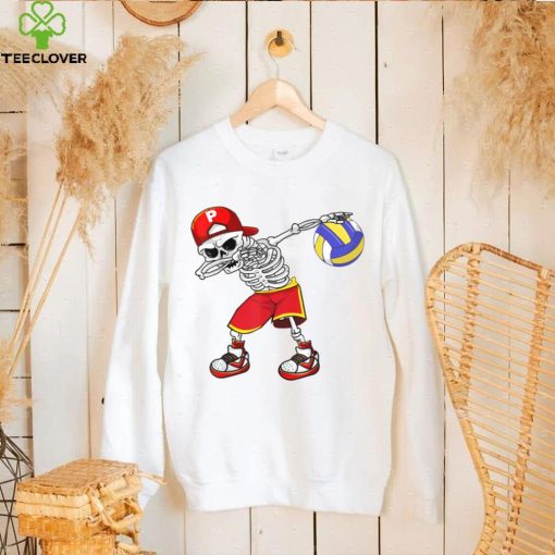 Dabbing Skeleton Volleyball Funny Skull Halloween Costume T Shirt