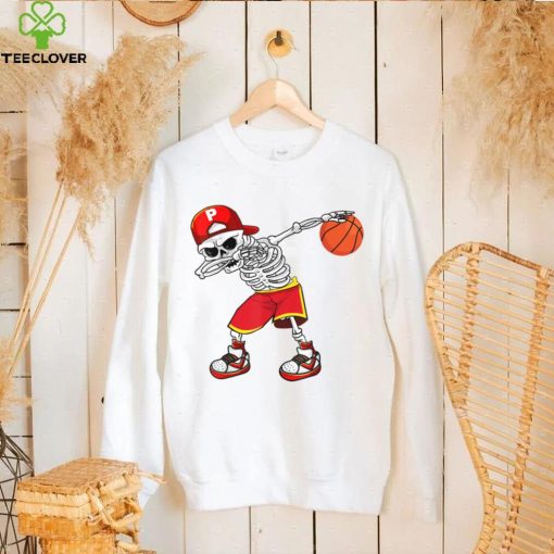 Dabbing Skeleton basketball Funny Skull Halloween Costume T Shirt