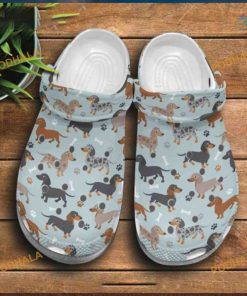 Dachshund Cartoon Frame Pattern Crocs