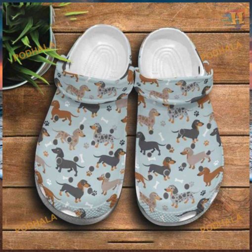 Dachshund Cartoon Frame Pattern Crocs