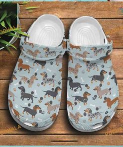 Dachshund Cartoon Frame Pattern Crocs