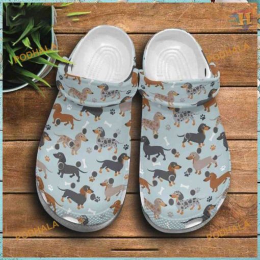 Dachshund Cartoon Frame Pattern Crocs