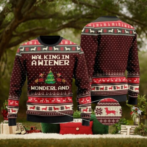 Dachshund Dog Walking In A Wiener Wonderland Ugly Christmas Sweater Funny Gift For Men And Women Family Holidays