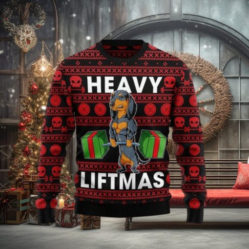 Dachshund Heavy Liftmas Ugly Sweater For Christmas