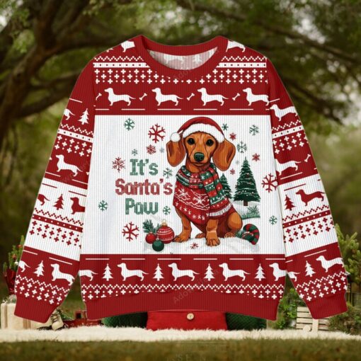 Dachshund It’s Santa’s Paw Christmas Ugly Sweater