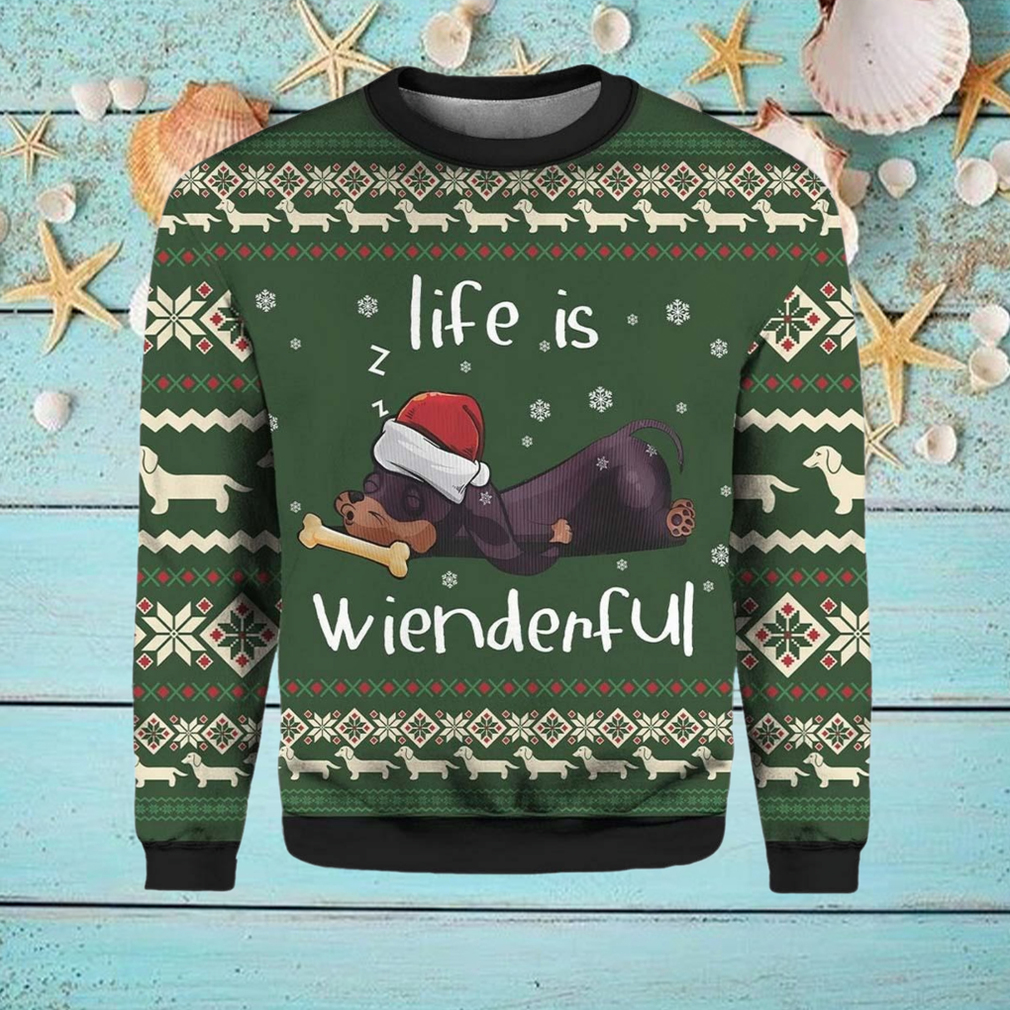 Dachshund Life Is Wienderful Ugly Christmas Sweater Dachshund Life Is Wienderful Ugly Christmas Sweater