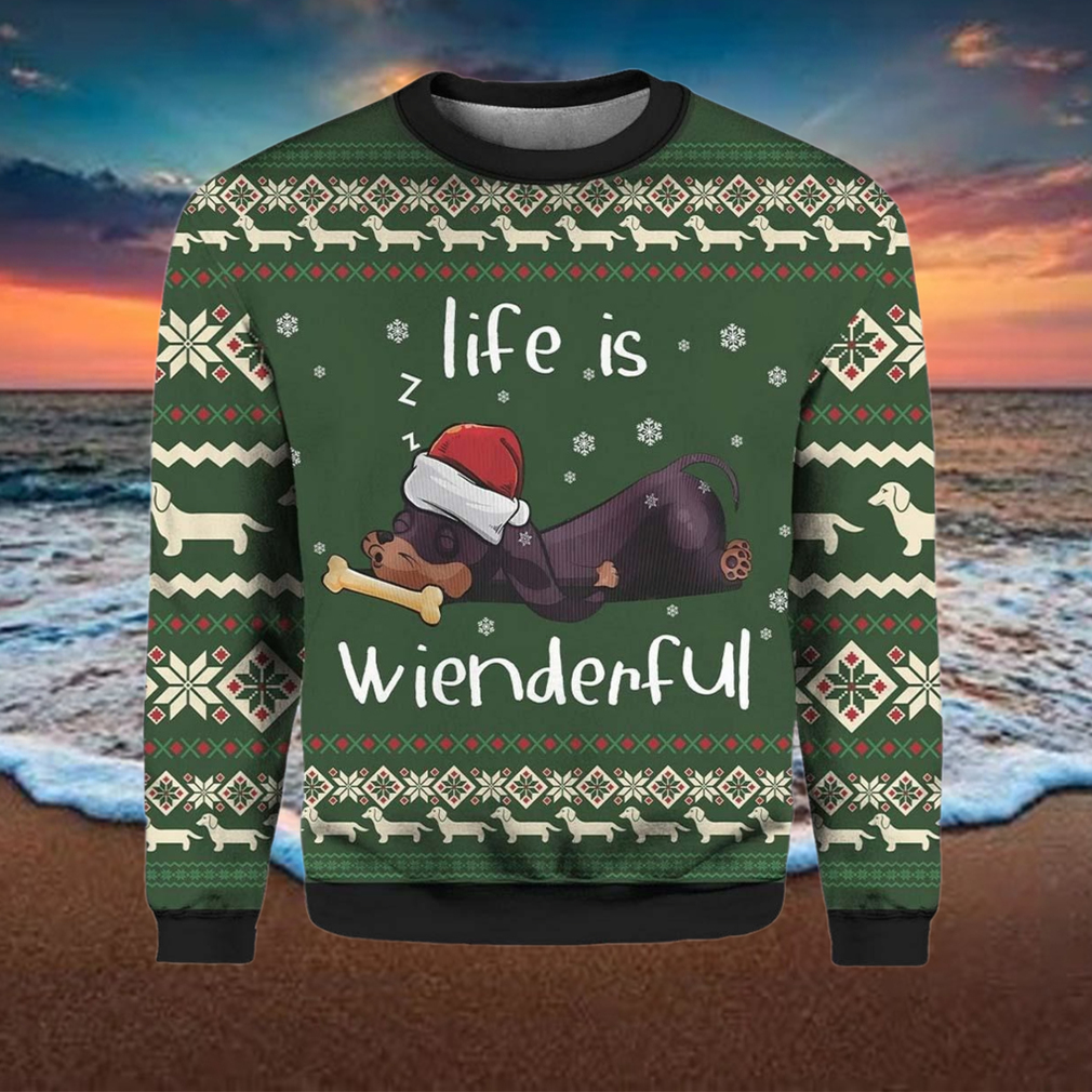 Dachshund Life Is Wienderful Ugly Christmas Sweater Dachshund Life Is Wienderful Ugly Christmas Sweater