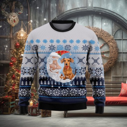 Dachshund Love Santa Moon Ugly Christmas Sweater Gift Men Women