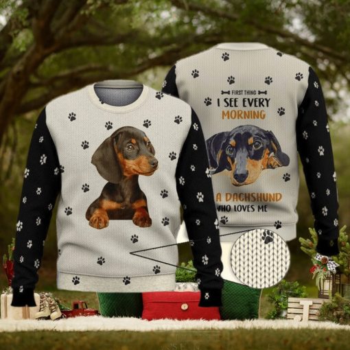 Dachshund Loves Me 3D All Over Shirts 3D Ugly Sweater Christmas Gift Sweater