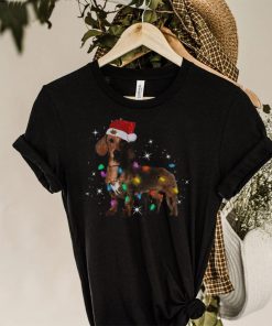 Dachshund Santa Christmas Light shirt