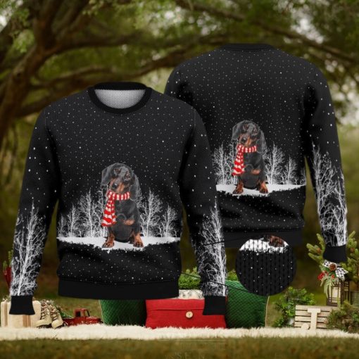 Dachshund Snowy Black Full Print For Dog Lovers 3D Ugly Sweater Christmas Gift Sweater