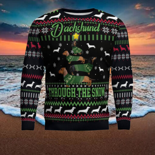 Dachshund Through Snow Christmas Ugly Christmas Sweater