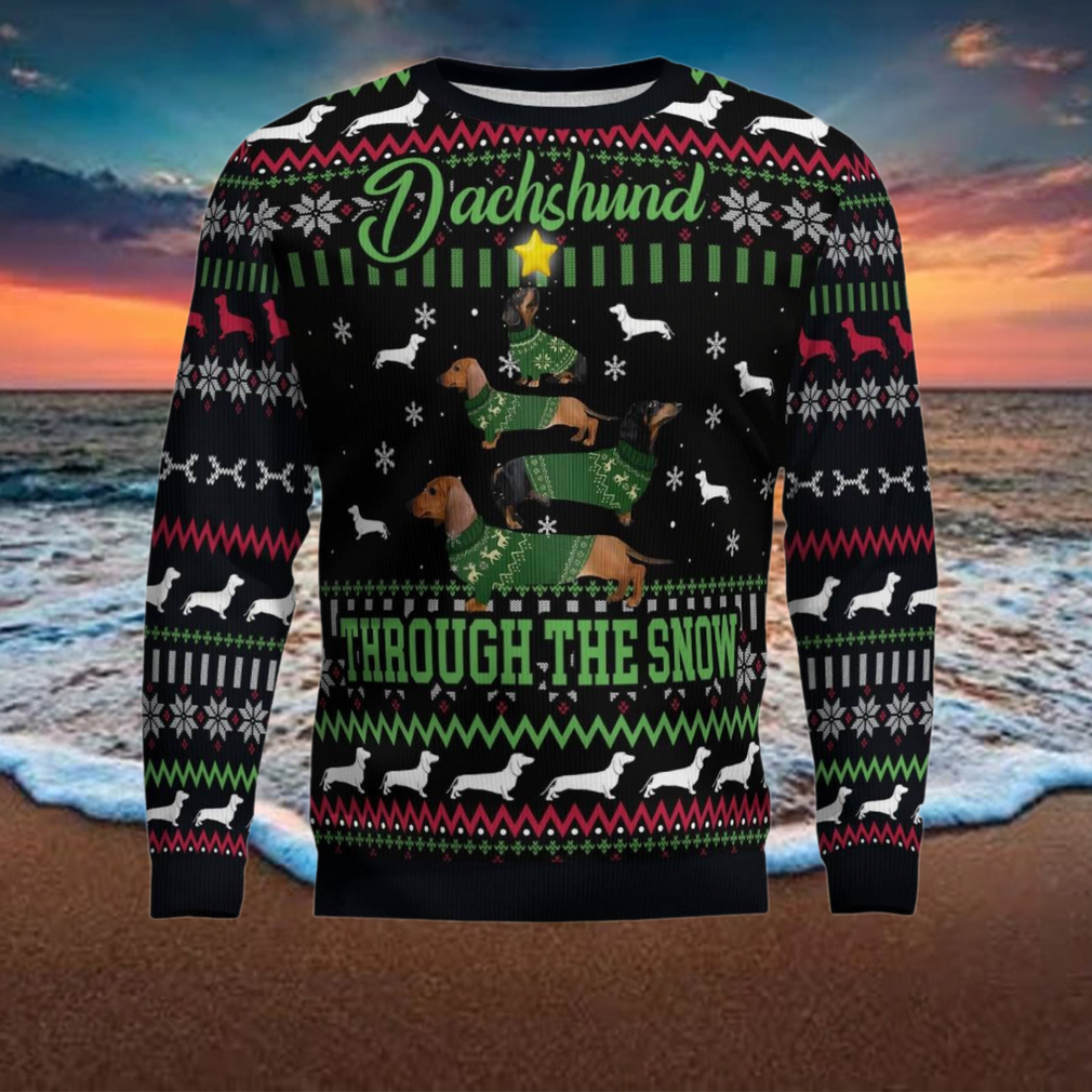 Dachshund Through Snow Christmas Ugly Christmas Sweater Dachshund Through Snow Christmas Ugly Christmas Sweater