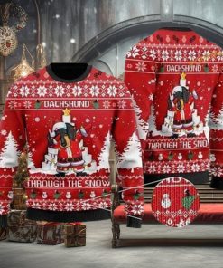Dachshund Through The Snow Dabbing Ugly Christmas Sweater