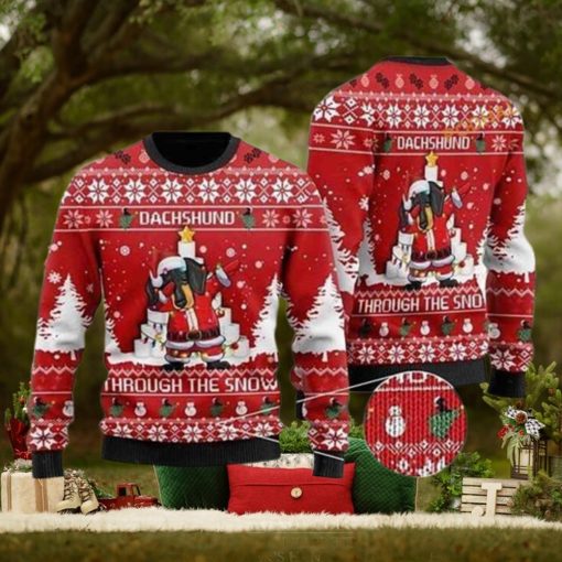 Dachshund Through The Snow Dabbing Ugly Christmas Sweater