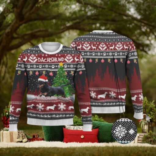 Dachshund Through The Snow Ugly Sweater For Christmas