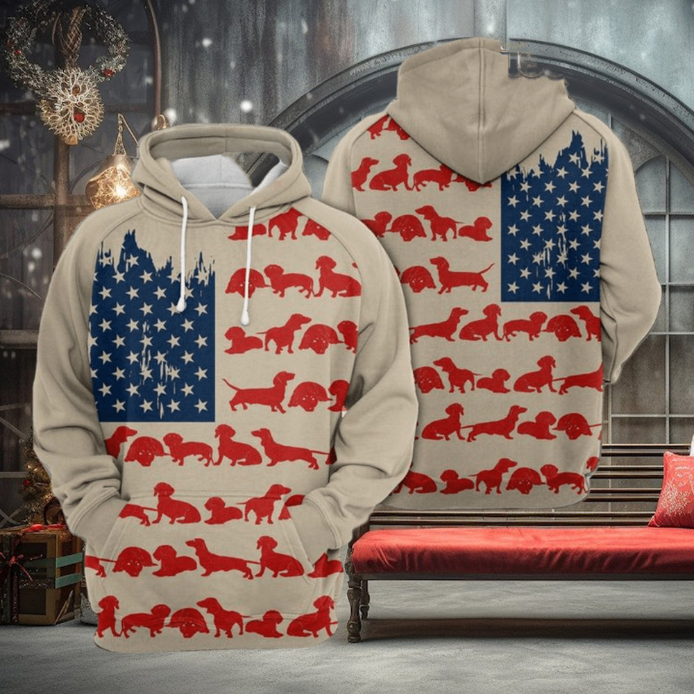 Dachshund Usa Flag 3D Printed Hoodie Dachshund Usa Flag 3D Printed Hoodie