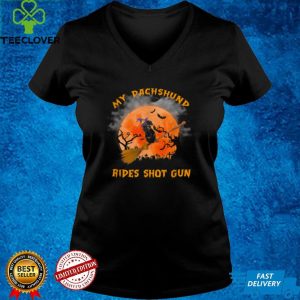 Dachshund Witch Rides Shot Gun Happy Halloween T Shirt