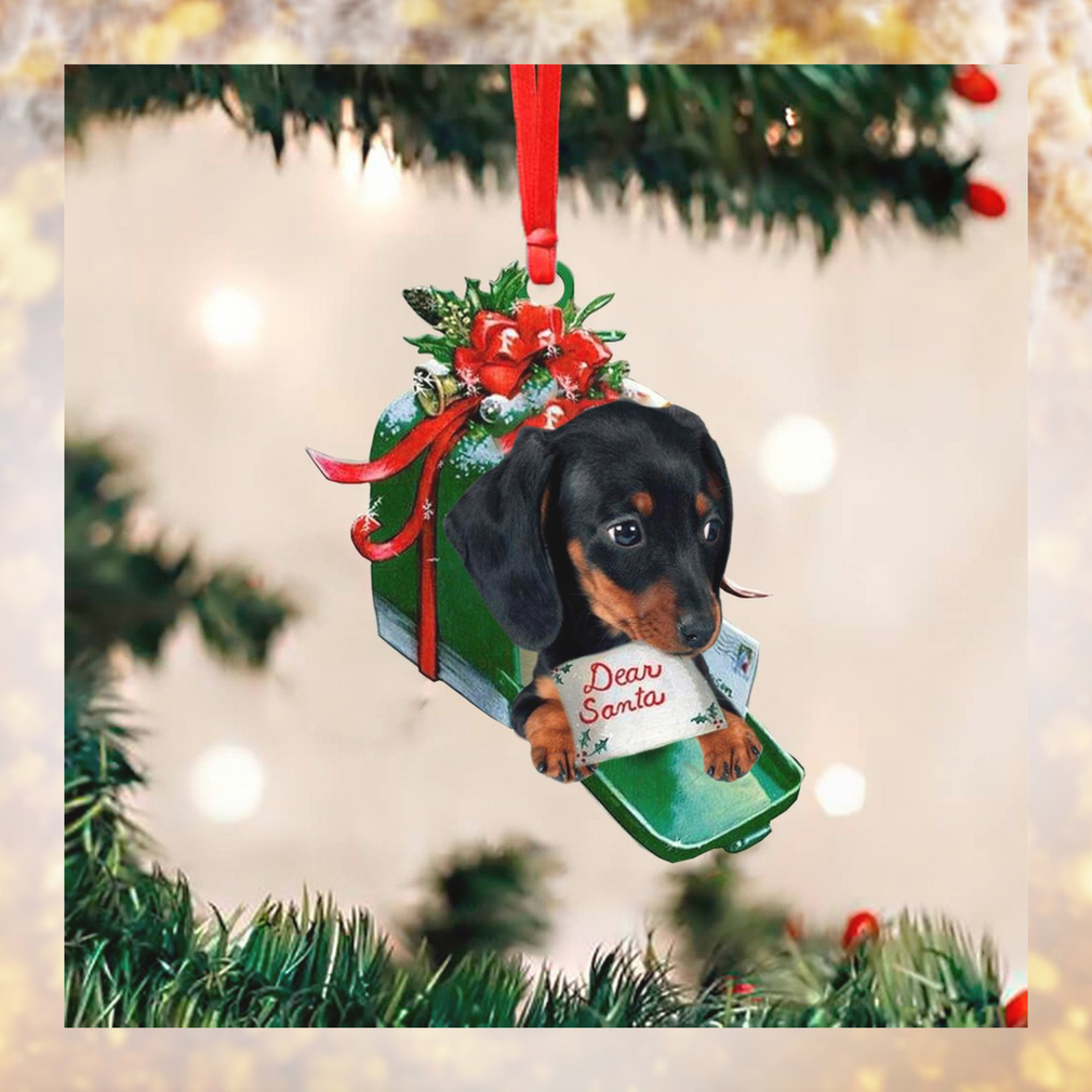 Dachshund With Dear Santa Letter Christmas Ornament