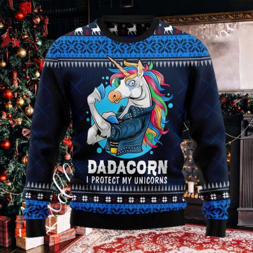 Dadacorn Protector Of My Unicorns Lover Ugly Christmas Sweater