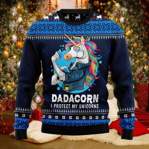 Dadacorn Protector Of My Unicorns Lover Ugly Christmas Sweater