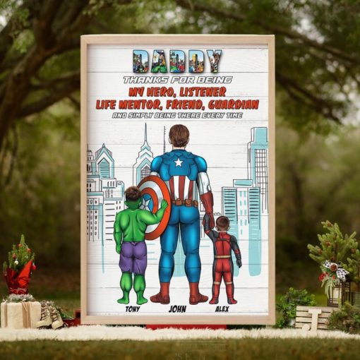 Daddy Thanks For Being My Hero Listener Life Mentor Friend Guardian And Simply Being There Every Time, Dad Poster Canvas