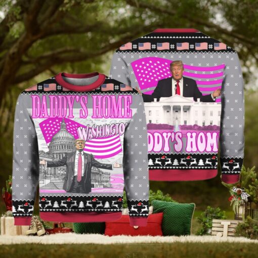 Daddy’s Home White House Pink Trump 2024 Ugly Christmas Sweater