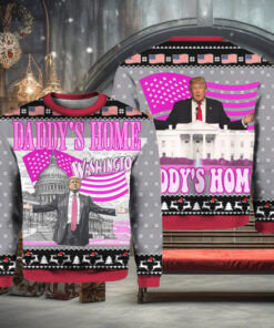 Daddy’s Home White House Pink Trump 2024 Ugly Christmas Sweater