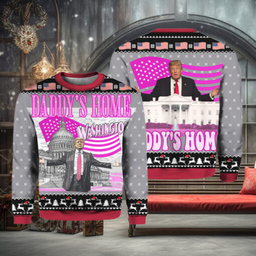 Daddy’s Home White House Pink Trump 2024 Ugly Christmas Sweater