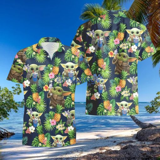 Dairy Queen Baby Yoda Pineapple Tropical Hawaiian Shirt And Shorts Aloha Summer Gift For Men And Women