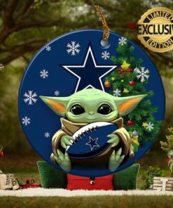 Dallas Cowboy Baby Yoda NFL Personalized Christmas Decorations Ceramic Ornament