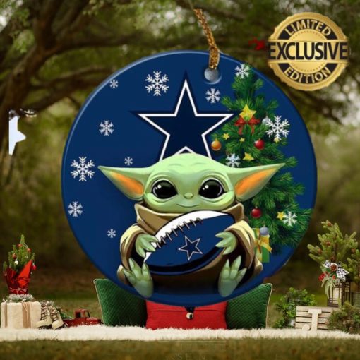 Dallas Cowboy Baby Yoda NFL Personalized Christmas Decorations Ceramic Ornament