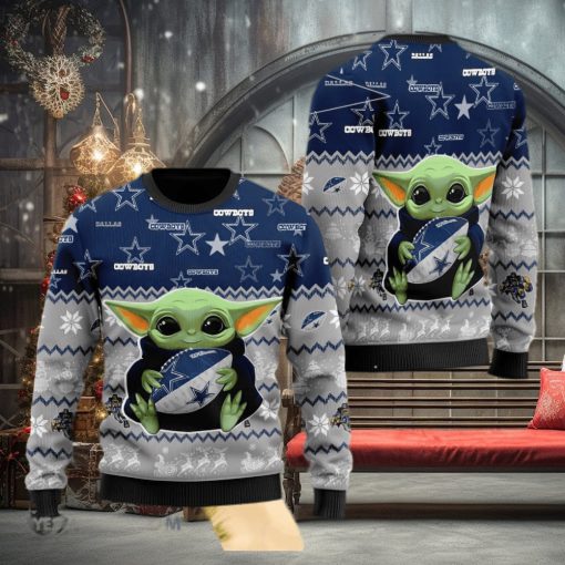 Dallas Cowboys Baby Yoda Shirt For American Football Fans Christmas Ugly Sweater Gift Holiday