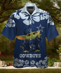 Dallas Cowboys Baby Yoda Short Sleeve Button Up Tropical Hawaiian Shirt