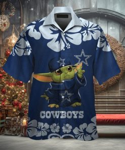 Dallas Cowboys Baby Yoda Short Sleeve Button Up Tropical Hawaiian Shirt