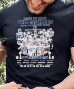 Dallas Cowboys Back To Back Champions 30th Anniversary Thank You For The Memories Signatures Shirt