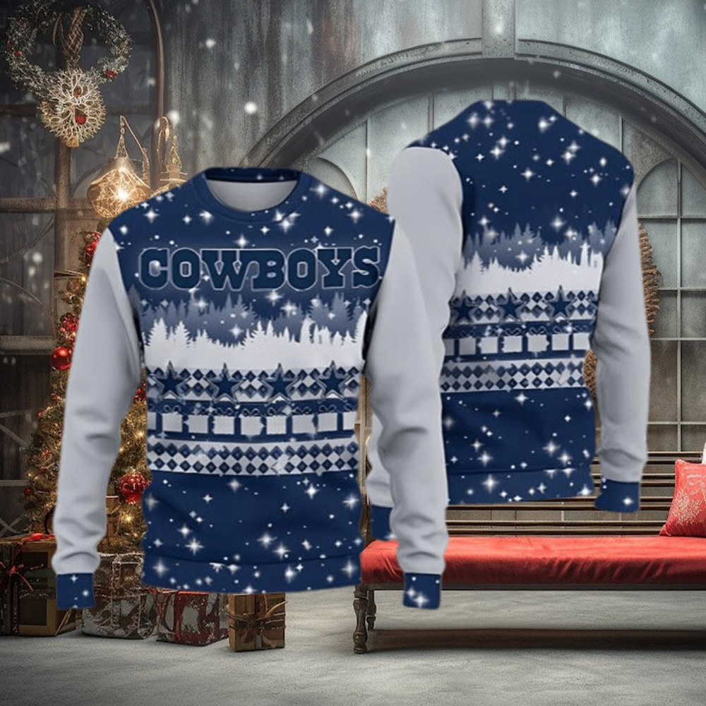 Dallas Cowboys Snowflakes Pattern Ugly Christmas Sweater