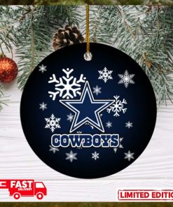 Dallas Cowboys Christmas Merry Christmas Snowflakes Pattern Circle Ornament