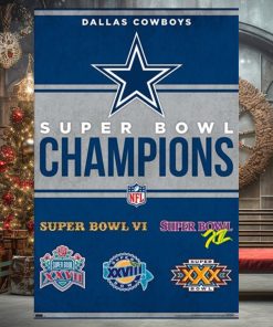 Dallas Cowboys Five Time Nfl Super Bowl Champions Commemorative Wall Poster