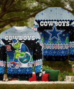 Dallas Cowboys Funny Grinch Knitted Christmas 3D Sweater For Fans